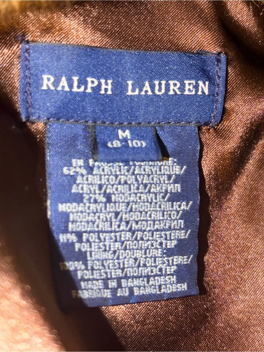 * Like New Ralph Lauren Brown Faux Fur Girls Vest SZ 8 - 10 Medium *